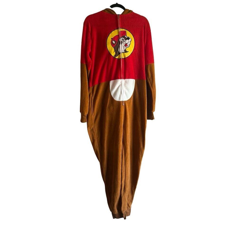 Buc-ee's Beaver Mascot Jumpsuit Costume Pajamas Red Size S/M Standard